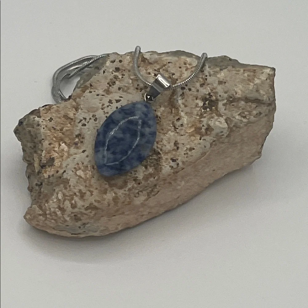 Elegant Silver and Blue Sodalite Pendant Necklace